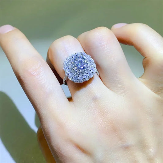Moissanite Sterling Ring Giulia - Coastal Sparkle, 2 Carat Women's Ring Velanci