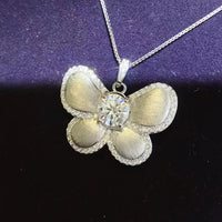 Moissanite Butterfly Pendant Necklace - 1 Carat Moissanite Velanci