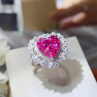 Ring Isabella - 5 Carat Moissanite Heart Glow Silver Women's Ring Velanci