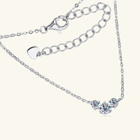 Sterling Silver Inlaid Moissanite Necklace - Everyday Wear Velanci