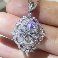 Moissanite Halo Sterling Silver Necklace Velanci