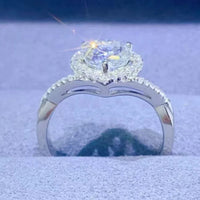 Moissanite Heart Ring Isabella - 1Ct Sterling Silver Halo Women's Ring Velanci