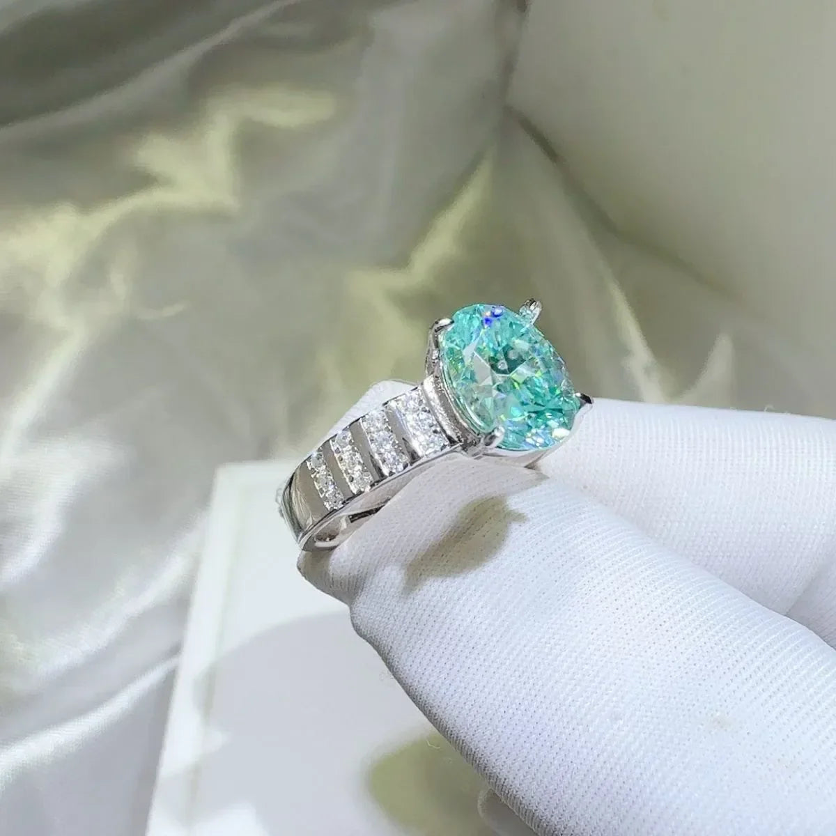 2Ct Moissanite Sterling Silver Ring Isabella - Ocean Shine Women's Ring Velanci