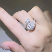 2 Carat Moissanite Silver Bypass Ring Giulia - Shine Women's Ring Velanci