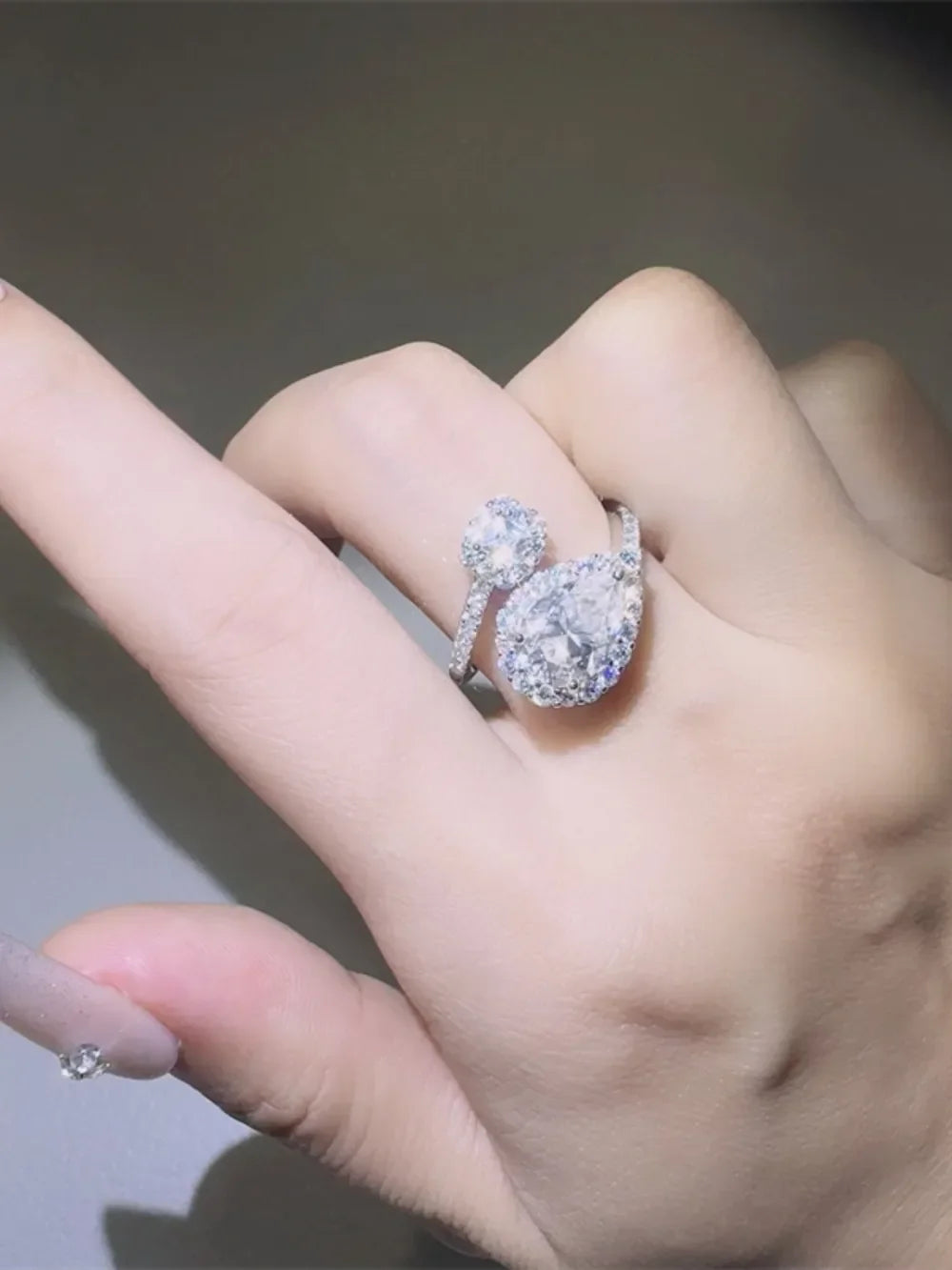 2 Carat Moissanite Silver Bypass Ring Giulia - Shine Women's Ring Velanci