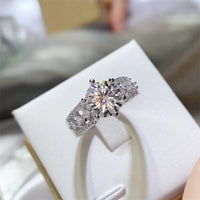 3 Carat Moissanite Ring Giulia - Platinum-Plated Halo Women's Ring Velanci