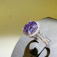 Three Carat Moissanite Ring Giulia - Halo Rainbow Fire Women's Ring Velanci