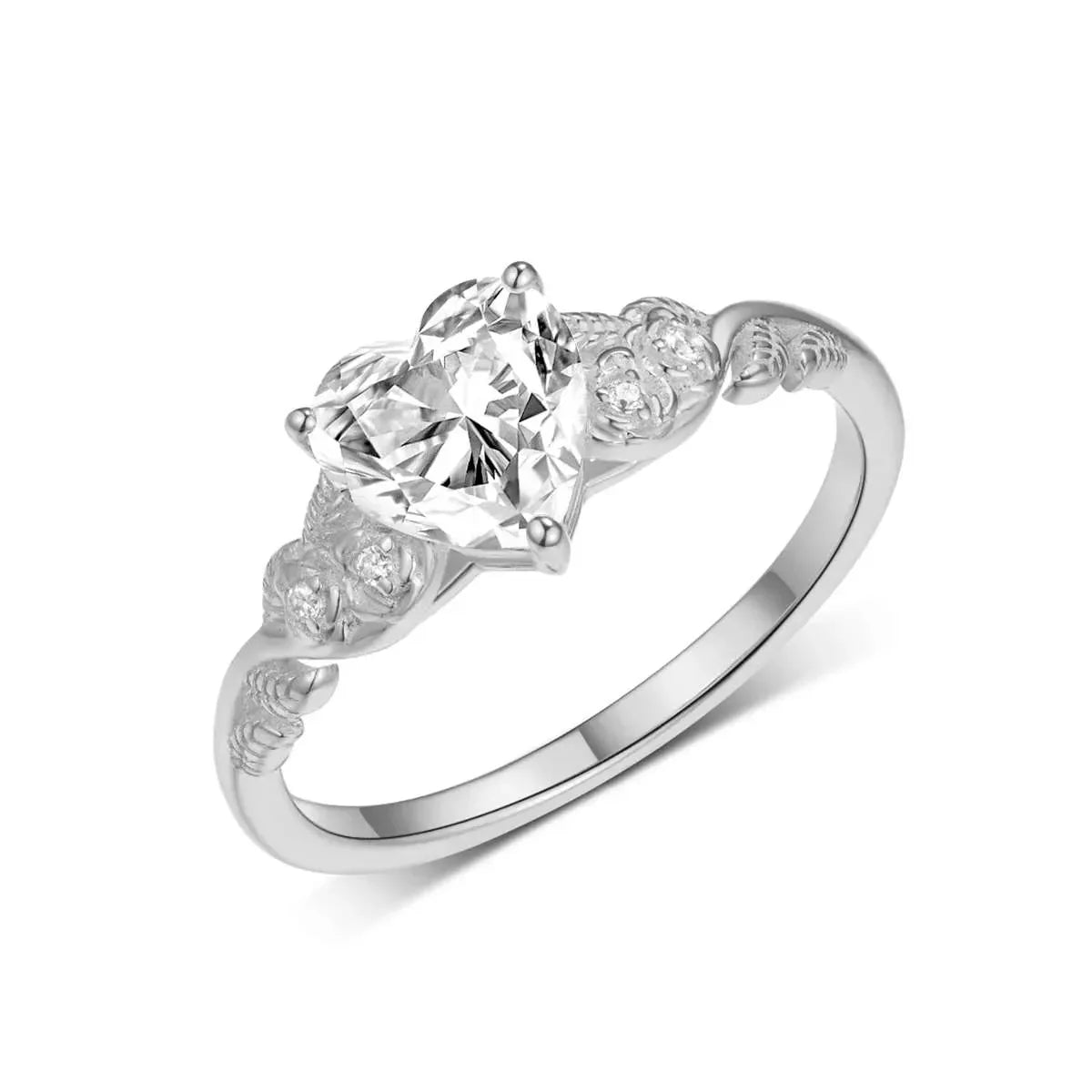 Ring Elena - 1.5ct Moissanite Heart Sterling Silver Women's Ring Velanci
