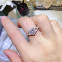 Moissanite Heart Ring Isabella - 1Ct Sterling Silver Halo Women's Ring Velanci