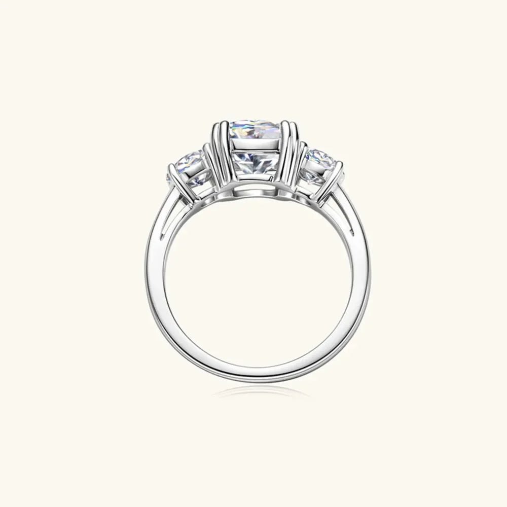 Moissanite Ring Giulia - 3.5 Ct Center Stone Sterling Silver Women's Ring Velanci