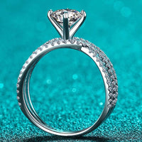 Moissanite Ring 1ct Silver Giulia - Crisscross Silhouette Women's Ring Velanci
