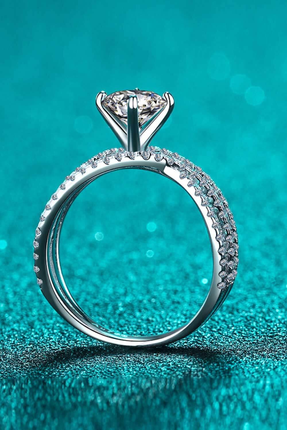 Moissanite Ring 1ct Silver Giulia - Crisscross Silhouette Women's Ring Velanci