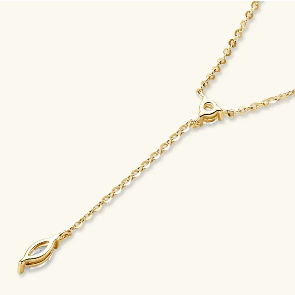VVS1 Moissanite Y-Drop Necklace - 18K Gold-Plated Silver Velanci