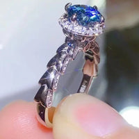 Sterling Silver 1Ct Moissanite Ring Giulia - Halo Spark Women's Ring Velanci