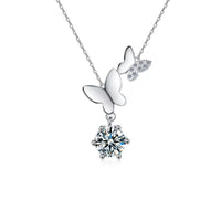 Moissanite Butterfly Pendant Necklace - 1 Carat Sparkle Velanci