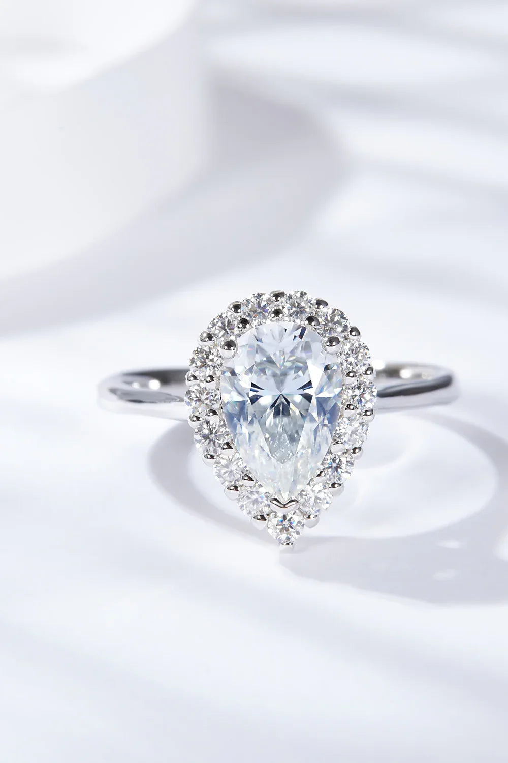 1.5 Carat Moissanite Teardrop Ring Giulia - Halo Sparkle Women's Ring Velanci
