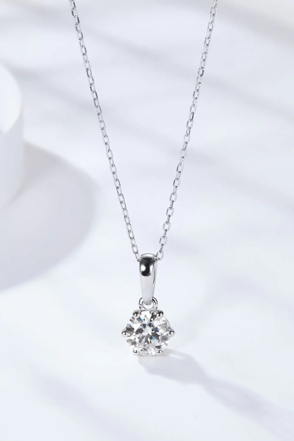 Moissanite Pendant Necklace - 2 Carat 6-Prong Minimalist Velanci