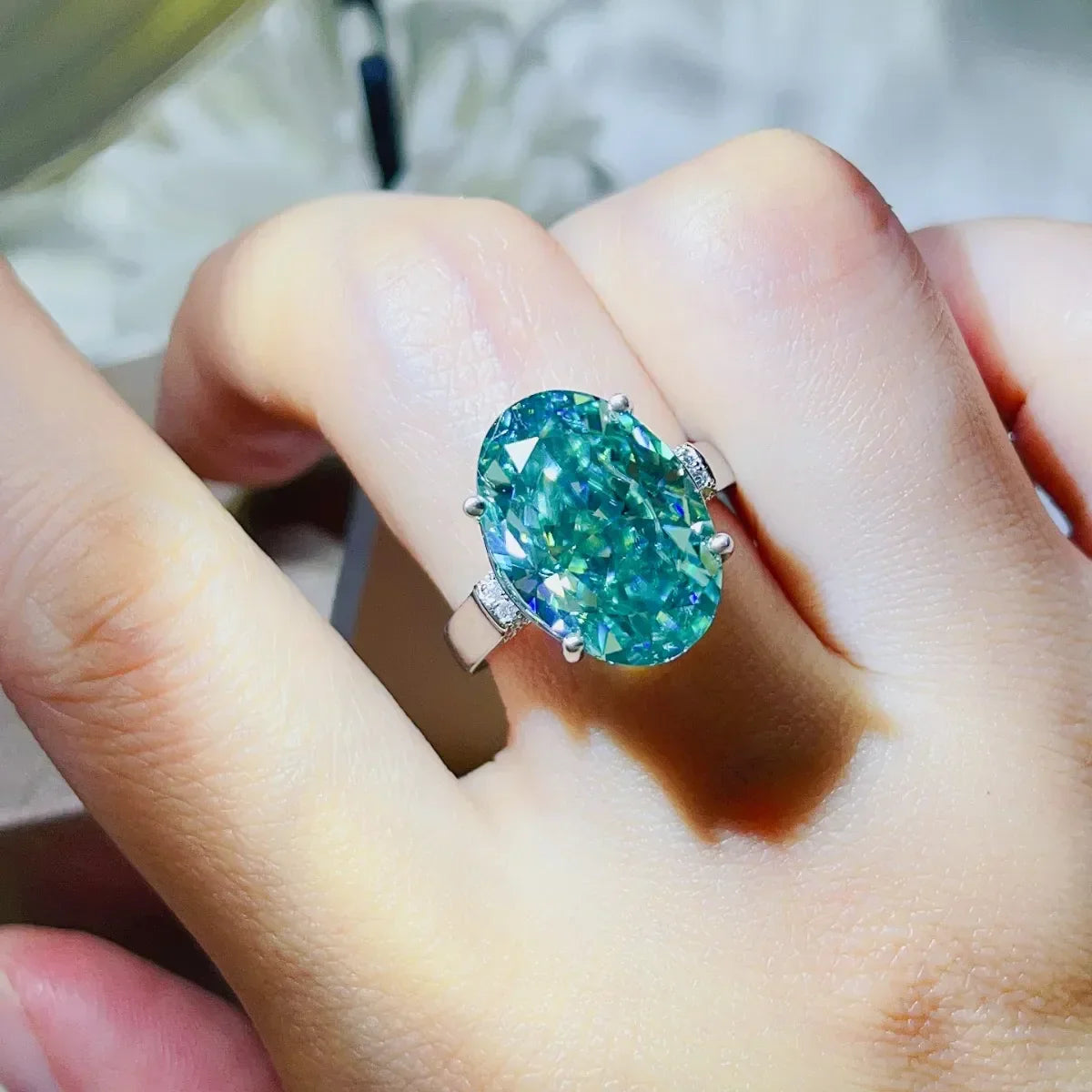 5 Carat Moissanite Platinum-Plated Ring Isabella - Glimmer Women's Ring Velanci