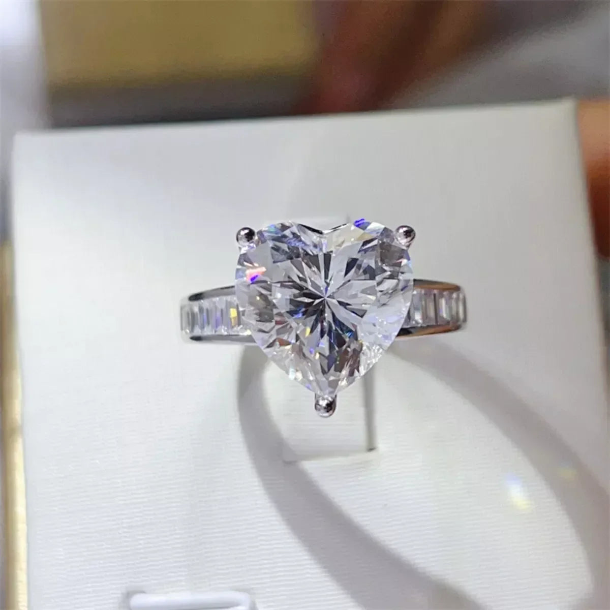 5 Carat Moissanite Heart Ring Isabella - Platinum-Plated Women's Ring Velanci