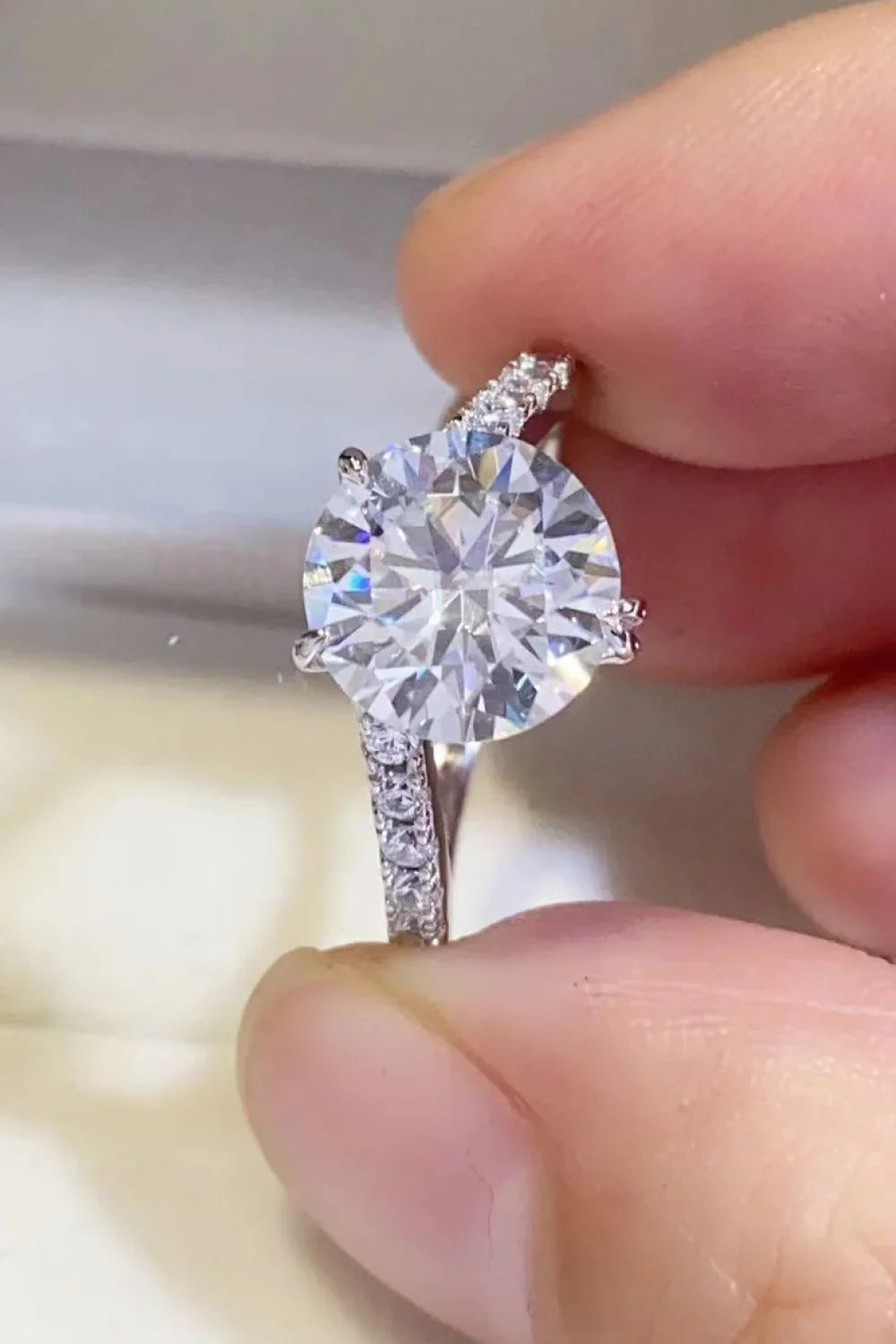 Ring Sofia - Minimalist 3 Carat Moissanite Sterling Silver Women's Ring Velanci