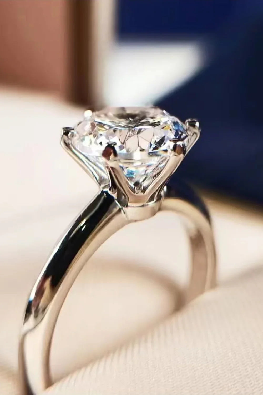 Sterling Silver Moissanite Ring Giovanna - 3ct Center Stone Women's Ring Velanci