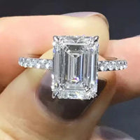 Moissanite Ring Isabella - Emerald-Cut Ocean Shine Women's Ring Velanci