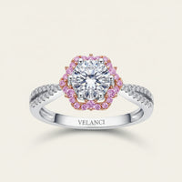 Moissanite Ring Ginevra - 1 Carat Flower-Cross Halo Women's Ring Velanci