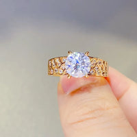 Moissanite Ring Giulia - 1.5ct Gold-Plated Sterling Silver Women's Ring Velanci