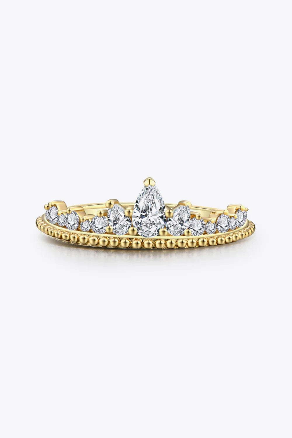Crown Moissanite Ring Giovanna - Gold Plated 0.3ct Center Women's Ring Velanci