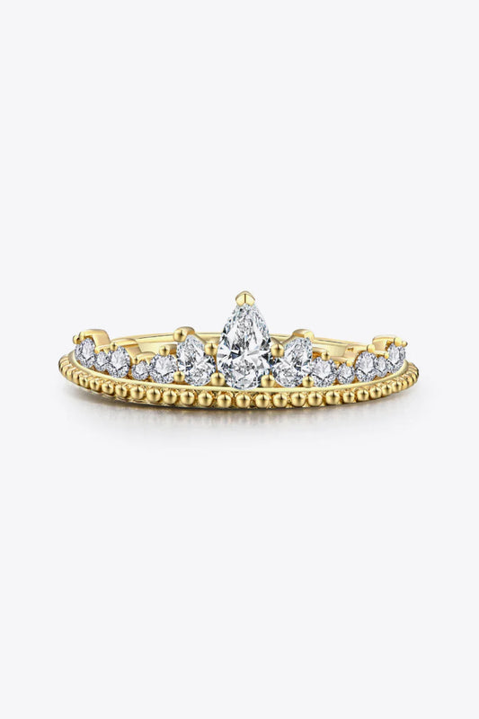 Crown Moissanite Ring Giovanna - Gold Plated 0.3ct Center Women's Ring Velanci