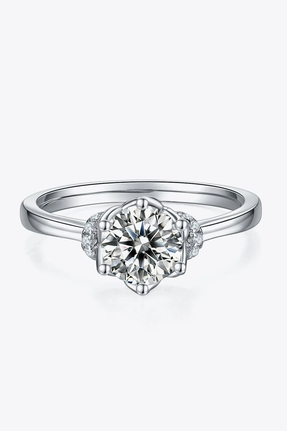 Ring Bianca - 1 Carat Moissanite Crown Sterling Silver Shine Women's Ring Velanci