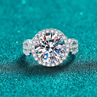Ring Alessia - 5 Carat Moissanite Sterling Silver Halo Women's Ring Velanci