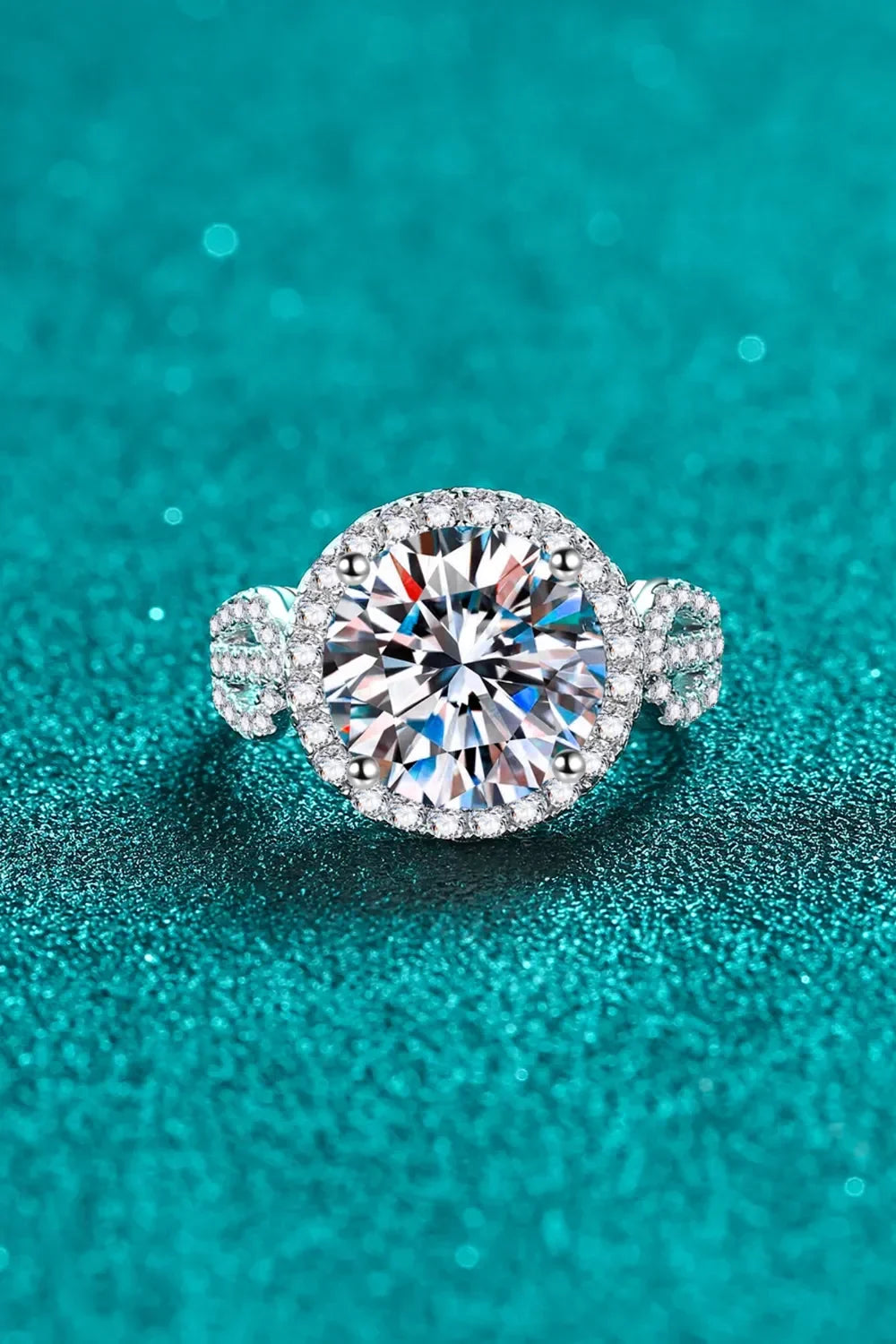 Ring Alessia - 5 Carat Moissanite Sterling Silver Halo Women's Ring Velanci