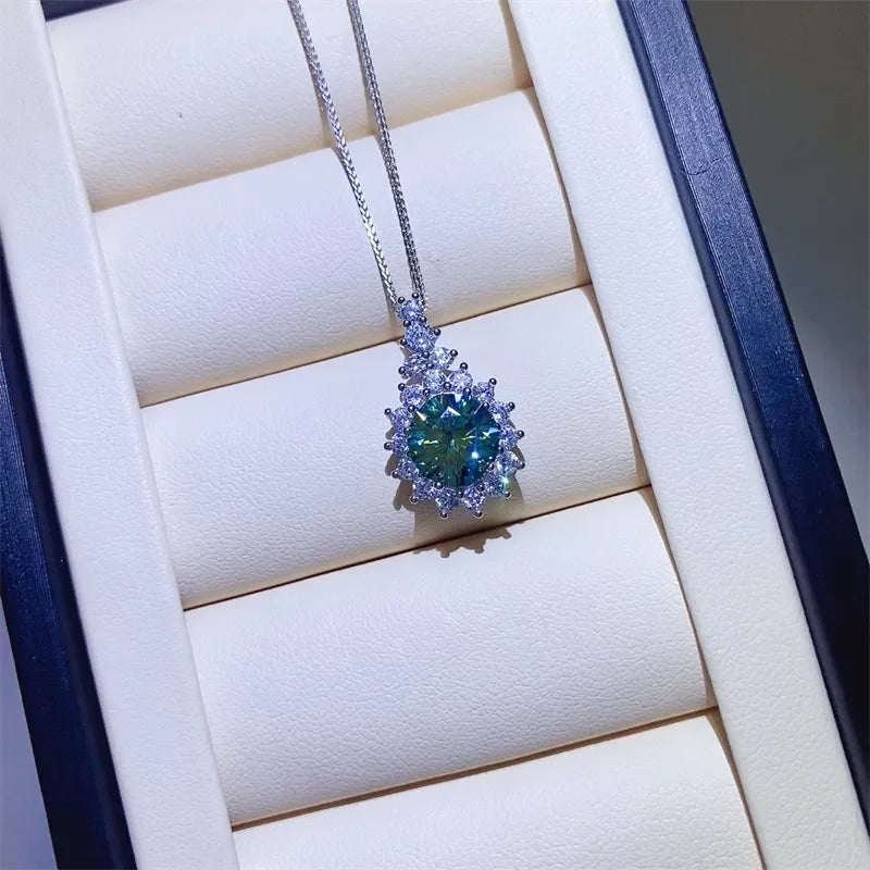 Moissanite Sterling Silver Necklace, 3 Carat, Sparkling Velanci