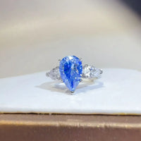 Teardrop Ring Giulia - 2ct Moissanite Sterling Silver Women's Ring Velanci