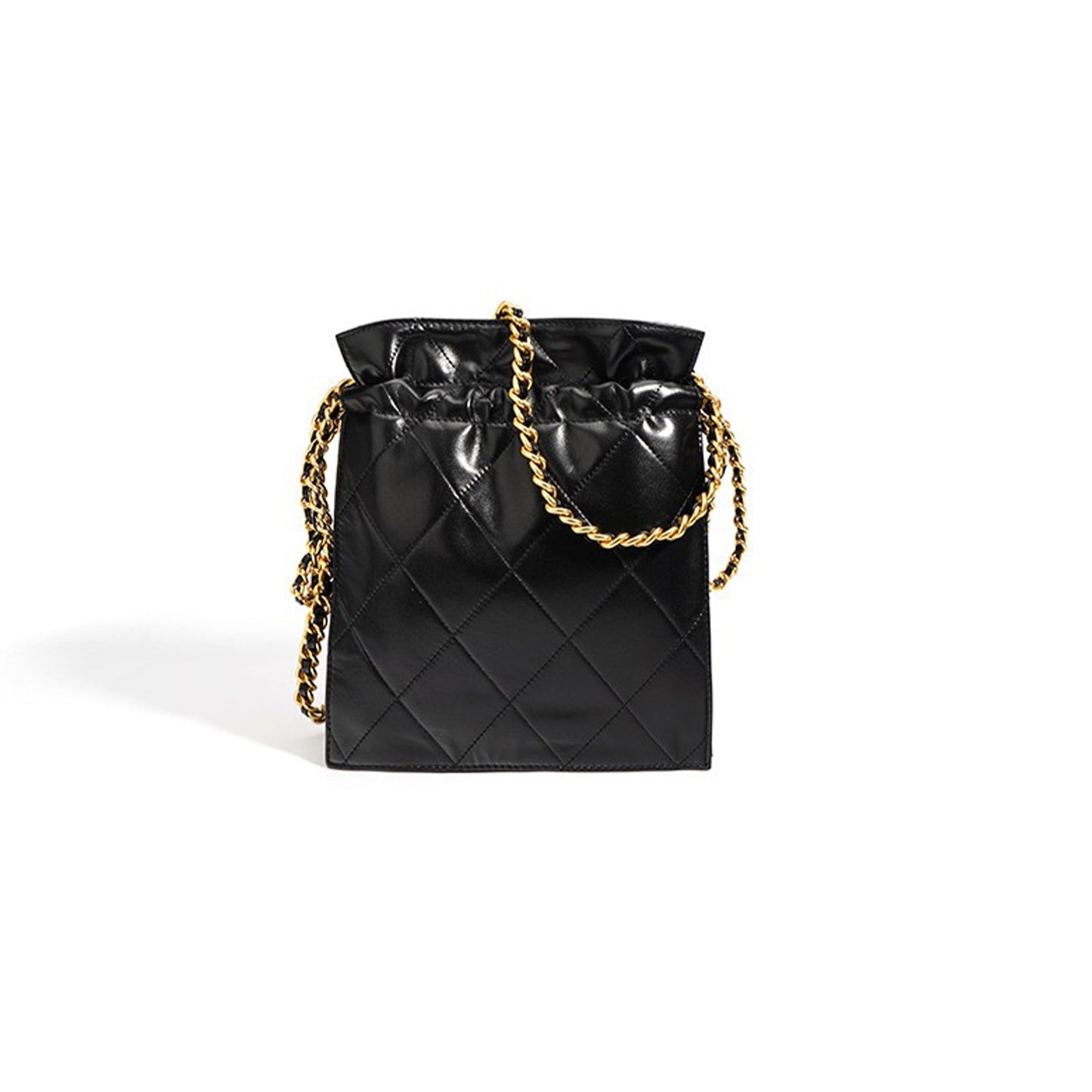 Genuine Leather Quilted Chain Bucket Bag — Effortless Elegance for Every Occasion