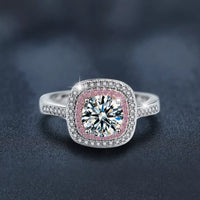 1 Carat Moissanite Ring Giulia - Sterling Silver Halo Women's Ring Velanci