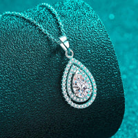 Moissanite Teardrop Pendant Necklace - Sterling Silver Velanci