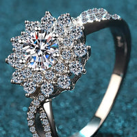 Moissanite Flower-Shape Split Shank Ring Giovanna - 0.5ct Women's Ring Velanci
