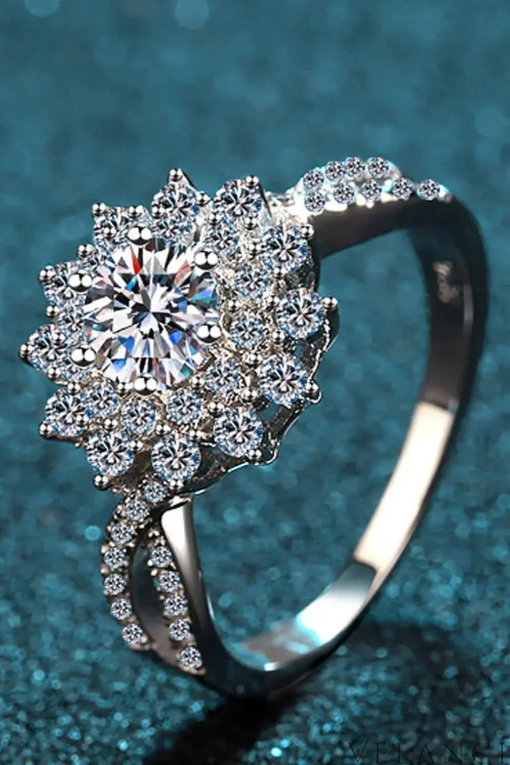 Moissanite Flower-Shape Split Shank Ring Giovanna - 0.5ct Women's Ring Velanci