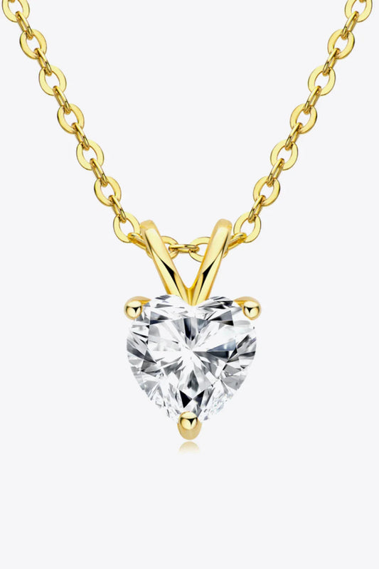 Heart Pendant Necklace - 1 Carat Moissanite Sterling Silver Velanci