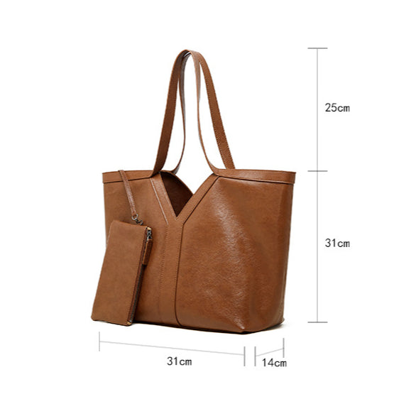 Korean Style Autumn Luxe Leather Tote Bag