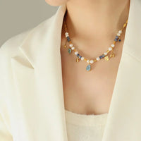 18K Gold-Plated Freshwater Pearl Beaded Necklace - Gold Glow Velanci