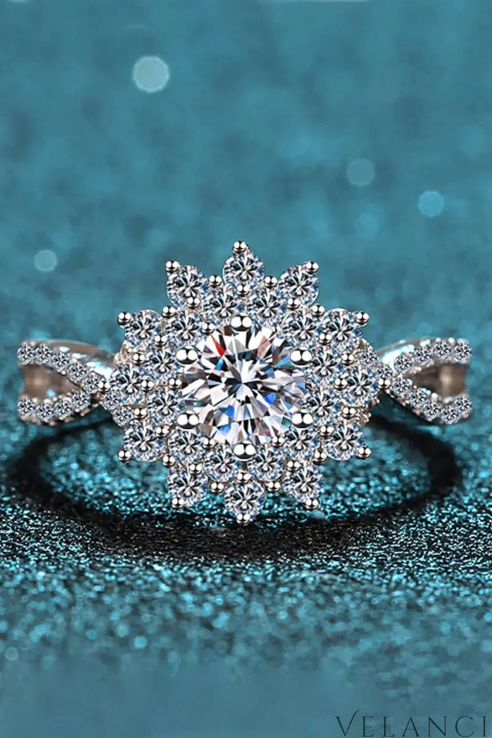 Moissanite Flower-Shape Split Shank Ring Giovanna - 0.5ct Women's Ring Velanci