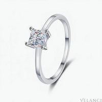 Sterling Silver Moissanite Ring Giulia - Minimalist Glow Women's Ring Velanci