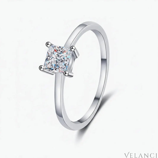 Sterling Silver Moissanite Ring Giulia - Minimalist Glow Women's Ring Velanci