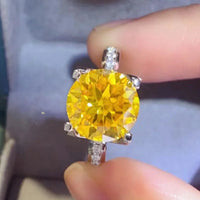 Ring Giulia - 5ct Banana-Yellow Moissanite Sterling Silver Women's Ring Velanci