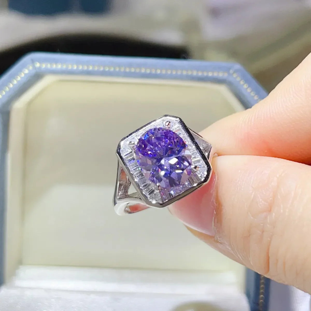 3 Carat Moissanite Square Ring Elena - Coastal Shine Women's Ring Velanci