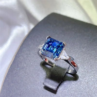 Ring Alessia - Sterling Silver 3 Carat Blue Moissanite Women's Ring Velanci