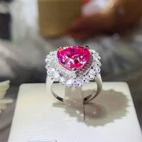 Ring Isabella - 5 Carat Moissanite Heart Glow Silver Women's Ring Velanci